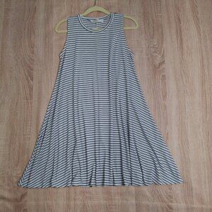 Cleo Blu A-Line Striped Swing Dress Size M Round Neck Sleeveless Stretch Jersey